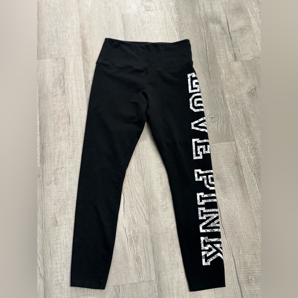 PINK Victoria's Secret Black Leggings with Bold Lettering